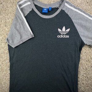 Adidas Shirt Adult Large Gray Logo Graphic Casual Tee Men's Short Sleeve